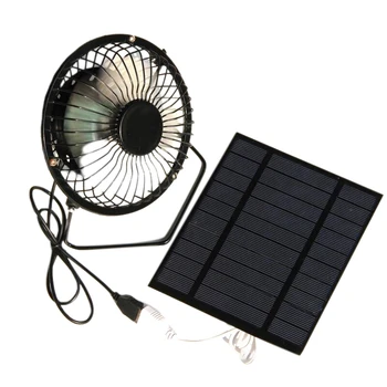 5W 5V Painel Solar Powered o Ventilador, Mini Portátil de Ventilação da Ventoinha de Resfriamento de 4 Polegadas, USB Ventilador Portátil Para Camping Iate Casa de Cachorro