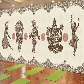 Restaurante tailandês de yoga de parede profissional de produção de papel de parede mural