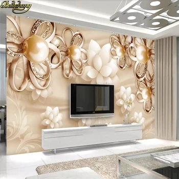 beibehang Personalizado Ouro pérola flor papéis de parede para sala de estar em 3D foto mural de parede, papel de luxo jóias de luxo da decoração da casa