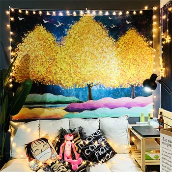 Árvore de desejos ouro bom Sonho curto de veludo tapeçaria quarto dormitório reformado parede travar decorativos dom de instalação simples tablec