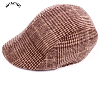 2021 estilo Nórdico de lã quente xadrez cap, escovado acolchoado quente boina, entregador de jornais chapéu velho de chapéu, retro clássico medieval jazz chapéu