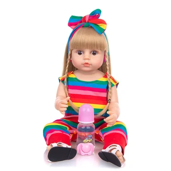 Cabelo Dourado De Corpo Inteiro De Silicone Reborn Baby Dolls Pele Bronzeada Ture Para A Vida Do Recém-Nascido Criança Banheira Menina Brinquedos Boneca De Presente De Aniversário Para Crianças