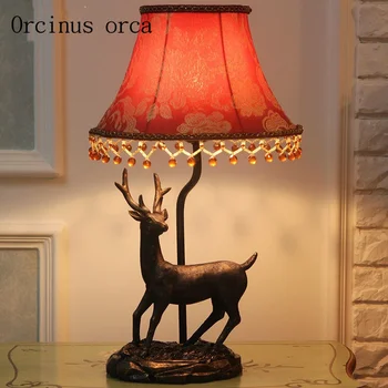 Nordic retro elk resina da lâmpada de mesa) sala de estudo sala de estar, quarto país da América jardim da lâmpada frete grátis