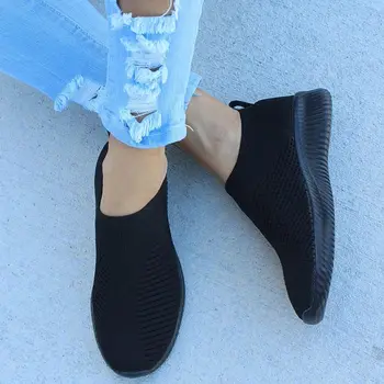 Sapatos de mulher tênis de malha malha respirável deslizamento confortável sapatos zapatos de mujer de sapatos de senhoras andando sapatos tenis feminino