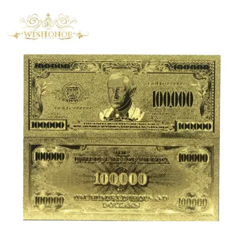 10pcs/lot Colecionáveis 100000 USD Dólar Banhado a Ouro de 24K de Notas de Bill Mundo de Dinheiro de Papel, Folha de Ouro Coleções de Arte Criativa de Presente