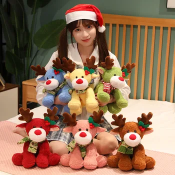 Bonito Colorido Agradável Rena De Pelúcia De Presente De Natal Brinquedo De Pelúcia Boneca Para Crianças
