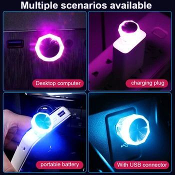 Colorido USB Noite de Luz Mini do DIODO de Luz do Carro Decorativa Lâmpada de Luz de Banco de Energia de Luz LED Portátil de Terceiros USB Luzes