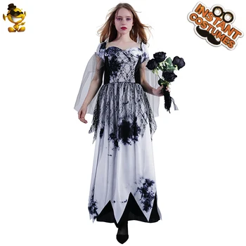 Fantasma da Noiva Traje de Halloween Cosplay, Festa a Fantasia Vestido de Férias do Partido dramatização de Terror de Zumbis Vestidos para mulheres