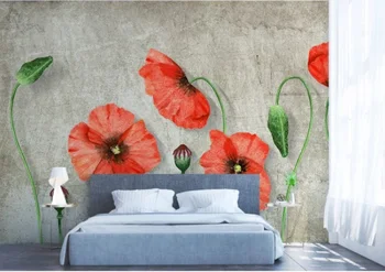 Baçal Estilo Europeu 3D Flor Vermelha de Fundo Mural da Sala de estar Parede em 3d Foto Murais a Fresco papel de Decoração de Casa