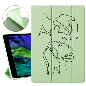Verde Par Capa Protetora Para o iPad Mini 6 Ar 2 4 5 Caso TPU Macio Dobrável Titular Funda para iPad 7º 8º 9º iPad Pro Comprimidos