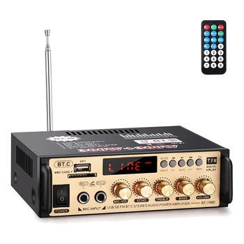 198 30Wx2 (RMS) Bluetooth 5.0 Estéreo Amplificador de Áudio, 250Wx2 (MAX) 2 Canal de Amplificador de Potência de Som do Receptor(Plug UE)