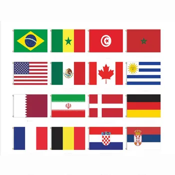 2022 90*150 CM de 32 Países Poliéster Ilhós Bandeiras 32 PCS