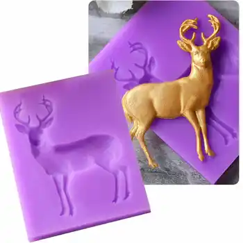 3D Silicone Buck Cervos Elk Forma Fondant Molde de Decoração do Bolo de Açúcar Chocolate Moldes