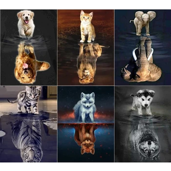 5D DIY Diamante Pintura Gato Cão Tigre Bordado de Diamante Animal Strass Mosaico de Decoração de Casa de Presente de Arte musiva