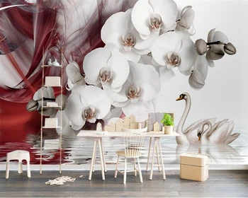 Beibehang papel de parede Personalizado moderno linda borboleta orquídeas PLANO de fundo de parede de sala de estar, quarto de fundo, papel de parede 3d