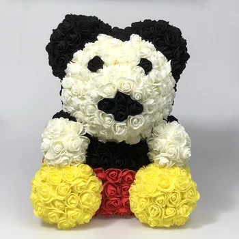 Novo 40cm Mickey Rosa Urso de Presentes Divertidos para Crianças, em Aniversários e Outras Festival Artesanal Imortal Flor Rosa Urso de Pelúcia
