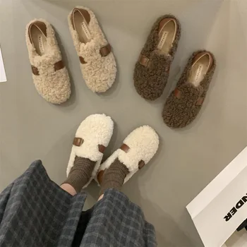 2022 Outono Inverno Nova Versão coreana das Mulheres Sapatos de Mulheres de Fundo Plano Plus de Veludo de Algodão, Sapatos 35-39 Tamanho