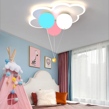 Kawaii Tecto, Lustre para Quarto de Crianças Acrílico Colorido Bola Branca, cor-de-Rosa Crianças Quarto luminárias de Teto com Controle Remoto