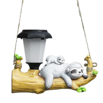 LED Lâmpada Solar Esquilo Preguiça Hanging Lamp Jardim Resina Estátuas de Acessórios ao ar livre do Jardim Pendan