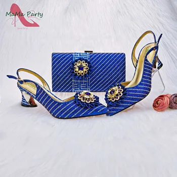 Mais recente do que as Mulheres Nigerianas Sapatos e Bolsa Set na Cor Azul Royal Novo Design Africano Bombas de Senhoras para a Festa no Jardim
