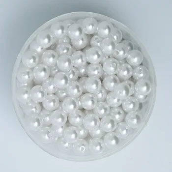 Venda quente 260Pcs Cor Branca Acrílica Esferas de Plástico Pérola de Imitação Contas Redondas de 8 mm de Diâmetro. (PS-BSG02-03WH)