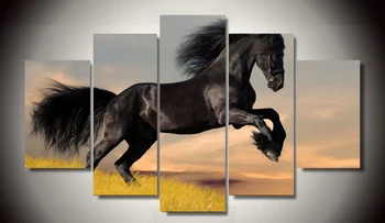HD de Impressão 5 peças de lona de arte cavalo pintura decoração de casa moderna arte de parede imagem decoração de sala de estar de impressão, Pintura em tela/PT0352