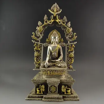 Esculturas antigas coleção de latão,banhado a prata cobre, estátuas de Buda de Nepalese Buda Tibetano Buda ornamentos