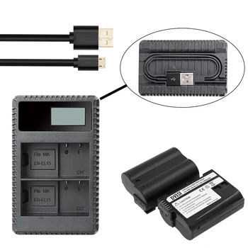 EN-EL15 PT EL15 Bateria da Câmera + LCD Dual USB Carregador para Nikon D600 D610 D600E D800 D800E D810 D7000 D7100 d750 V1 MH-25
