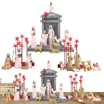 20 Peças Natividade Conjunto Pintado À Mão Boneca Presépio De Natal Jesus Ornamento Cristianismo Figuras De Natal, Decoração De Mesa