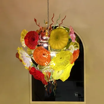 Lustre de Vidro Murano Lâmpada Flor Design de Estilo italiano Interior da Gota Pendente de Luz Colorido de 32 por 52 Polegadas